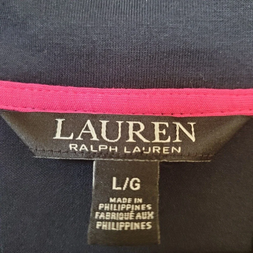 Lauren Ralph Lauren Women's Black Quarter Zip Pullover Sweater Sz L Black Label - Picture 6 of 8